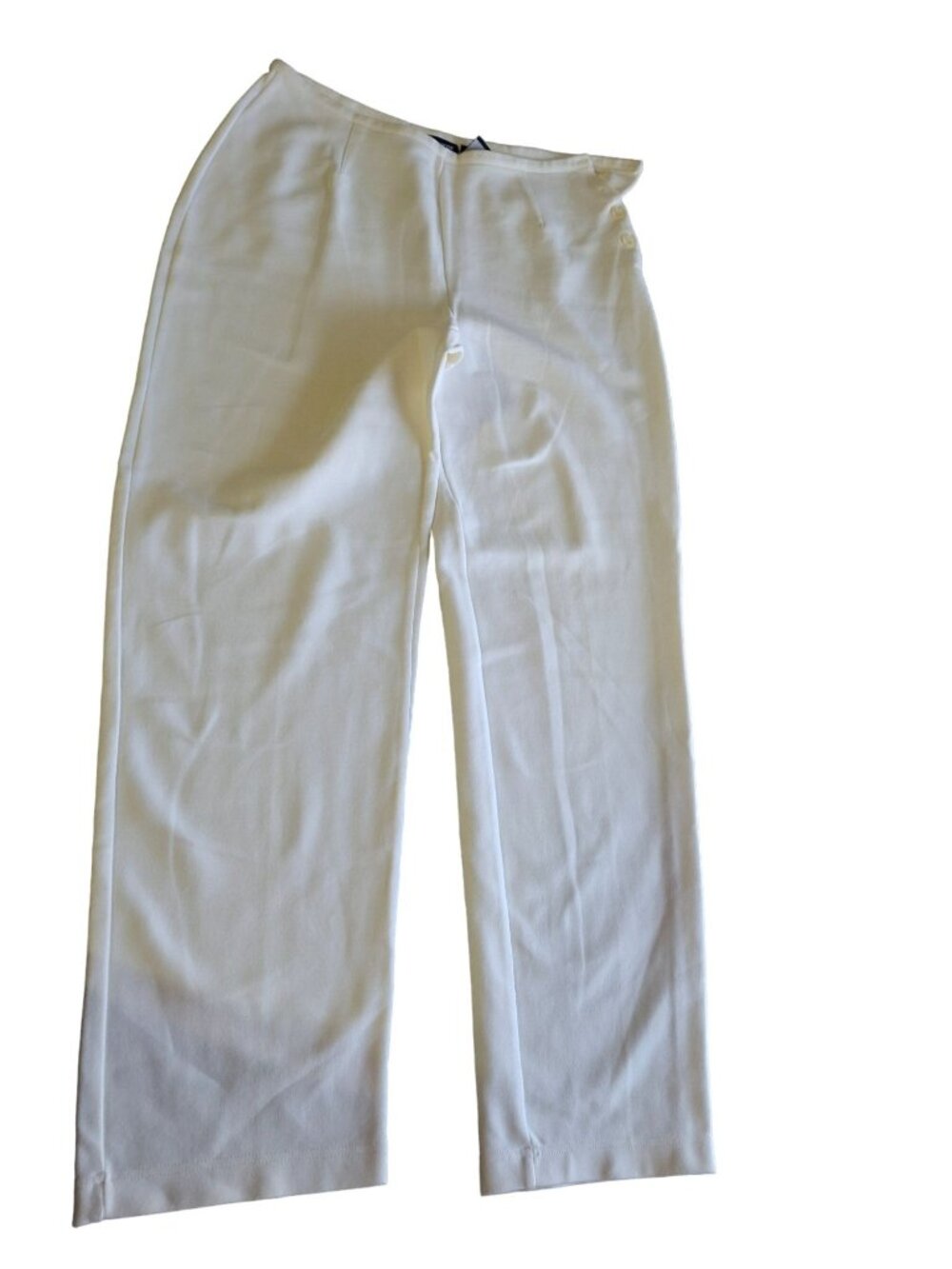 Liz Claiborne Sport Pants 12 Ivory Wide Leg Minimalist Career Chic Stretch